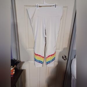 Fabletics Women White Leggings with Colorful Stripes Size 1X